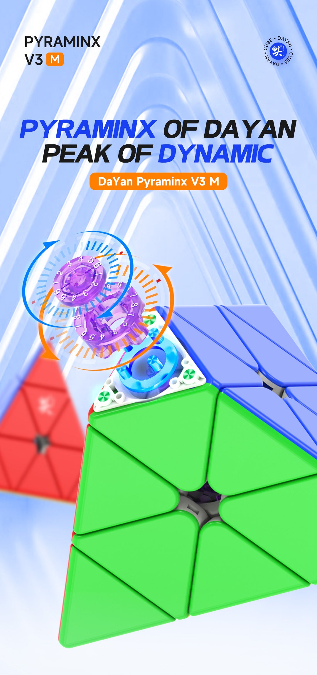DaYan Pyraminx V3 MagLev UV – Turnier-Pyraminx mit Ball Core & 5-stufiger Magnetkraft