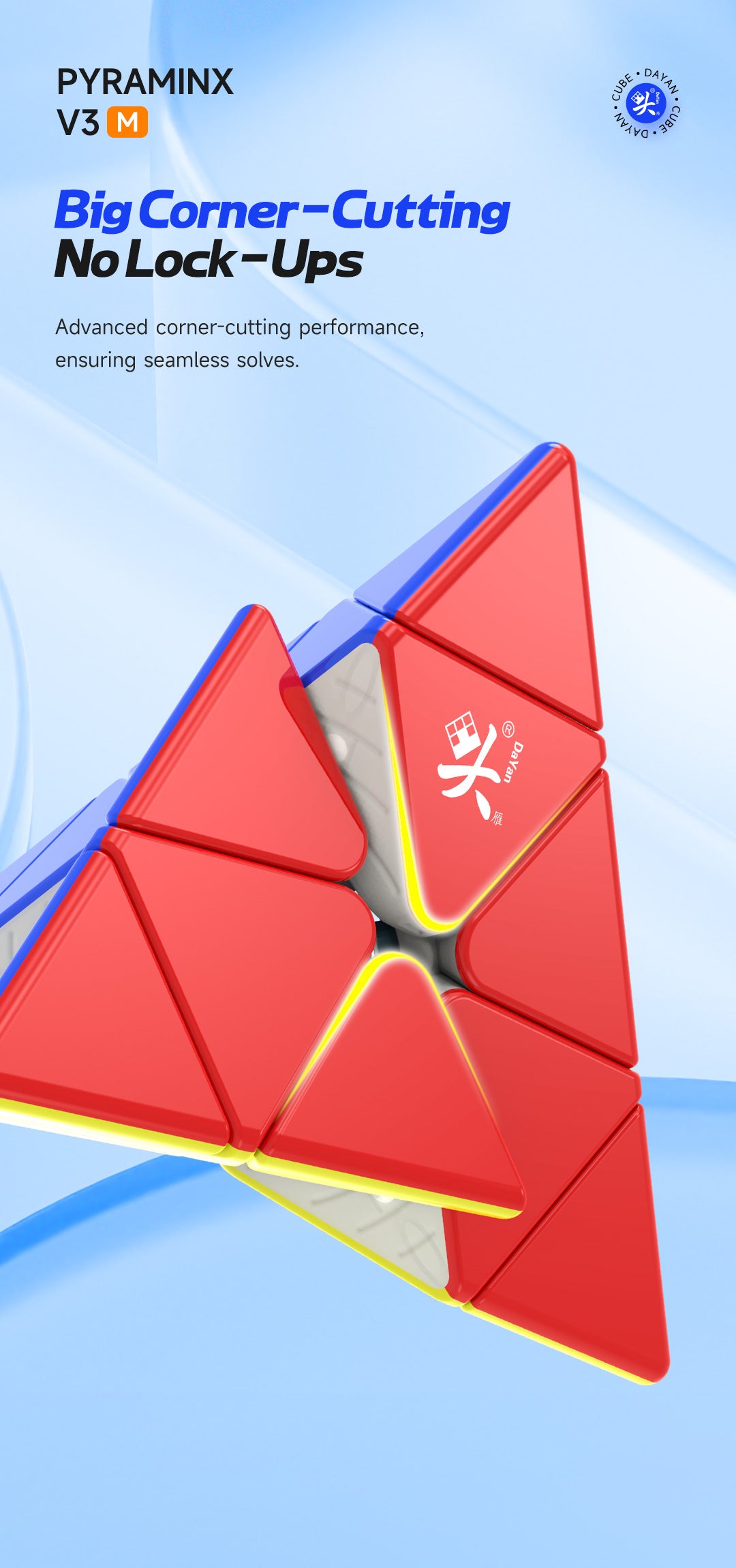 DaYan Pyraminx V3 MagLev UV – Turnier-Pyraminx mit Ball Core & 5-stufiger Magnetkraft